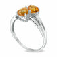 Heart-Shaped Citrine and Natural Diamond Accent Double Heart Ring in Sterling Silver