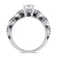 6.0mm Lab-Created White Sapphire and 0.25 CT. T.W. Enhanced Black Diamond Engagement Ring in Solid 10K White Gold