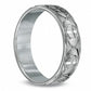 Men's 6.0mm Comfort Fit Cross Wedding Band in Sterling Silver