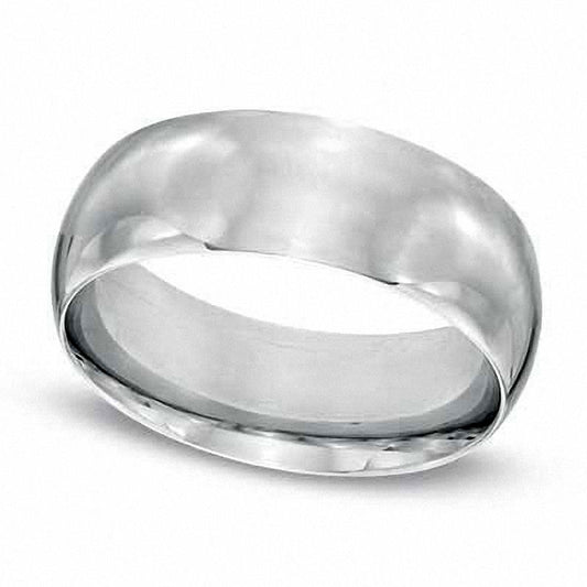 Men's 8.0mm Polished Comfort Fit Wedding Band in Sterling Silver