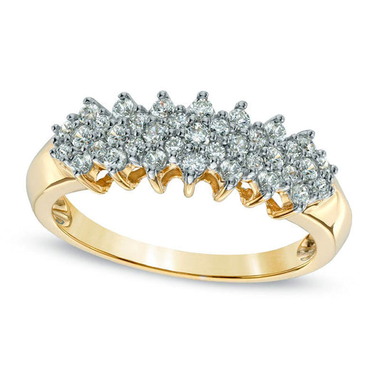0.50 CT. T.W. Natural Diamond Cluster Pyramid Band in Solid 10K Yellow Gold