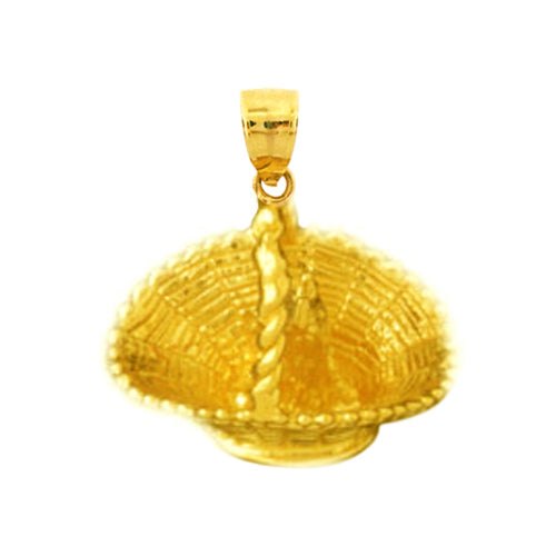 14K Gold 3D Kitten&#39;s Basket Charm