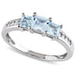 4.0mm Princess-Cut Aquamarine and 0.10 CT. T.W. Natural Diamond Three Stone Ring in Solid 10K White Gold
