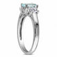 Simulated Aquamarine and Lab-Created White Sapphire Three Stone Ring in Sterling Silver