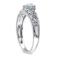 Heart-Shaped Aquamarine and 0.05 CT. T.W. Natural Diamond Leaf-Shank Promise Ring in Sterling Silver