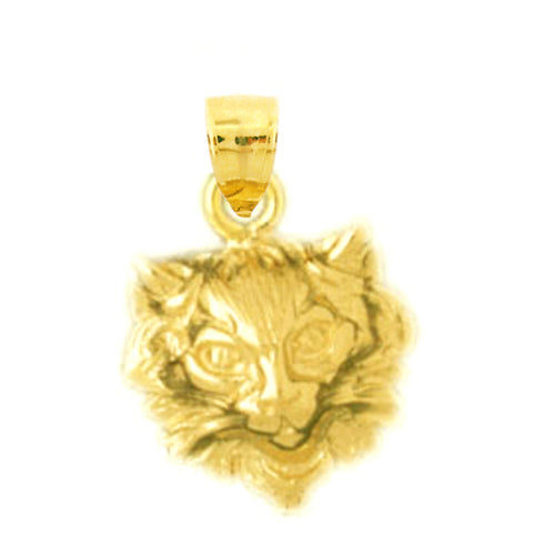 14K Gold Cat Face Charm