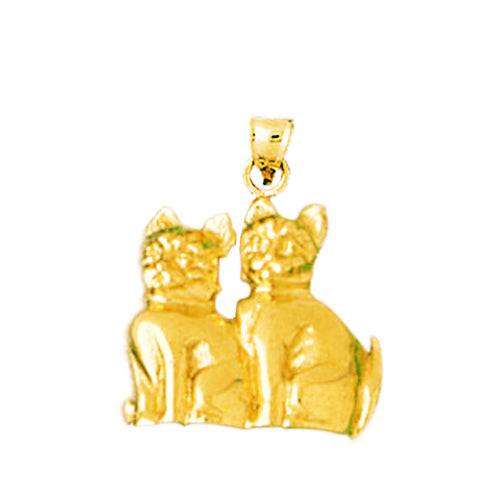 14K Gold Two Cats Charm