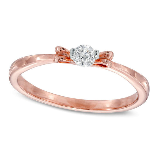 0.25 CT. Natural Clarity Enhanced Diamond Solitaire Bow Ring in Solid 10K Rose Gold