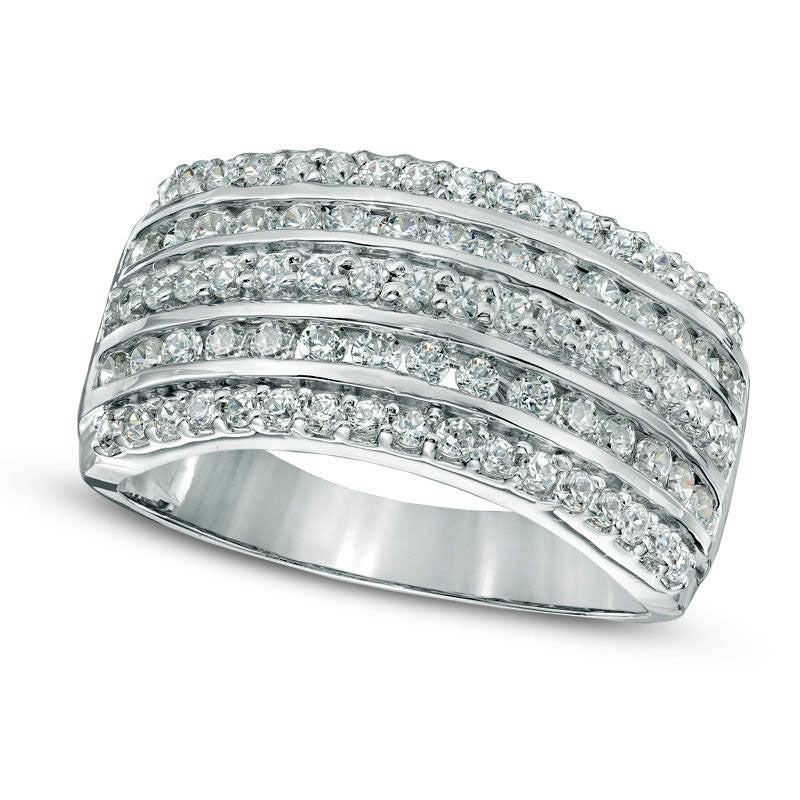1.0 CT. T.W. Natural Diamond Multi-Row Band in Solid 10K White Gold