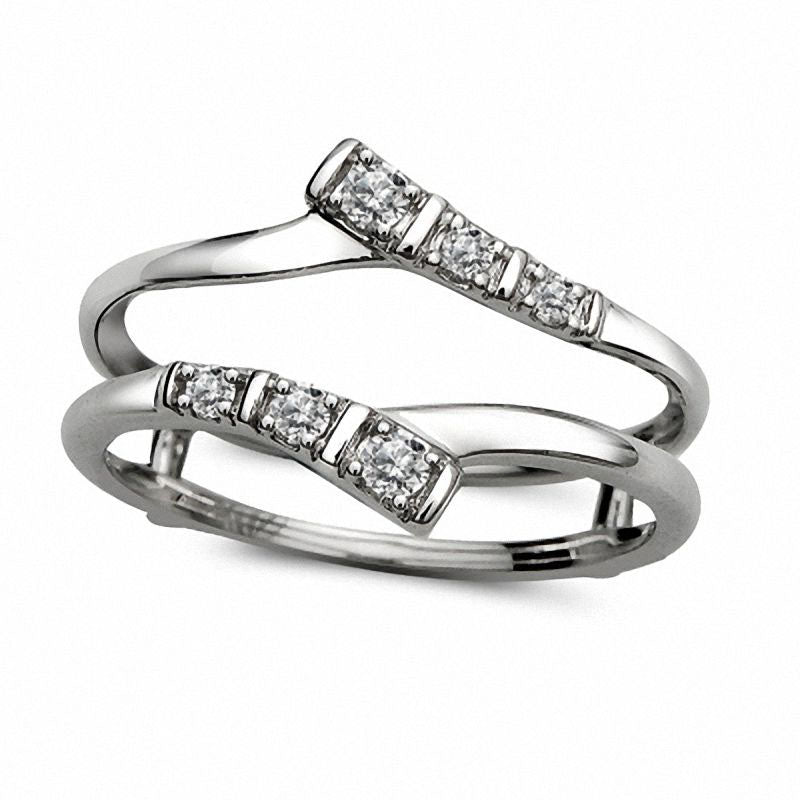 0.10 CT. T.W. Natural Clarity Enhanced Diamond Double Bypass Solitaire Enhancer in Solid 10K White Gold