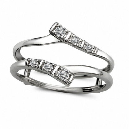 0.10 CT. T.W. Natural Clarity Enhanced Diamond Double Bypass Solitaire Enhancer in Solid 10K White Gold