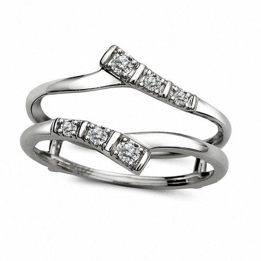 0.10 CT. T.W. Natural Clarity Enhanced Diamond Double Bypass Solitaire Enhancer in Solid 10K White Gold