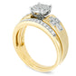0.25 CT. T.W. Natural Diamond Cross Bridal Engagement Ring Set in Solid 10K Yellow Gold