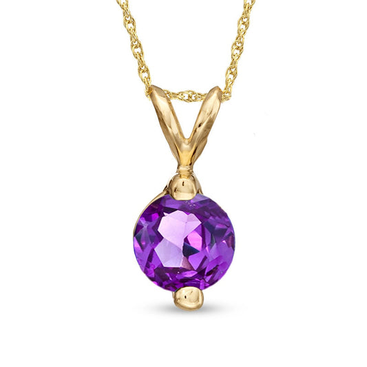 7.0mm Lab-Created Alexandrite Pendant in 10K Yellow Gold