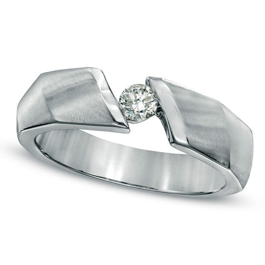 Men's 0.25 CT. Natural Clarity Enhanced Diamond Solitaire Bypass Ring in Solid 14K White Gold