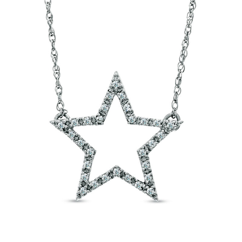 0.13 CT. T.W. Natural Diamond Star Necklace in Sterling Silver