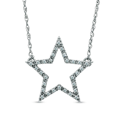 0.13 CT. T.W. Natural Diamond Star Necklace in Sterling Silver