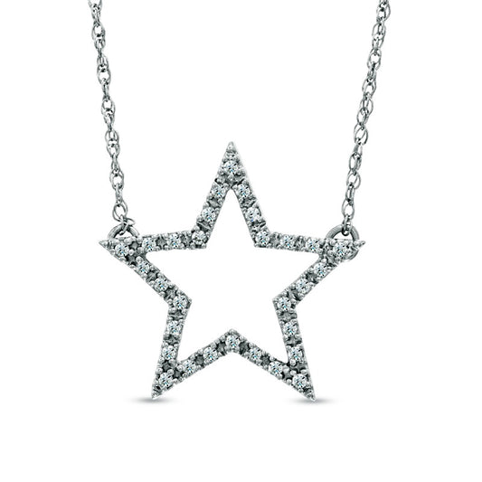 0.13 CT. T.W. Natural Diamond Star Necklace in Sterling Silver