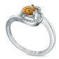 5.0mm Sideways Heart-Shaped Citrine and Natural Diamond Accent Ring in Sterling Silver
