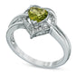 6.0mm Heart-Shaped Peridot and Natural Diamond Accent Ring in Sterling Silver