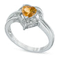6.0mm Heart-Shaped Citrine and Natural Diamond Accent Ring in Sterling Silver