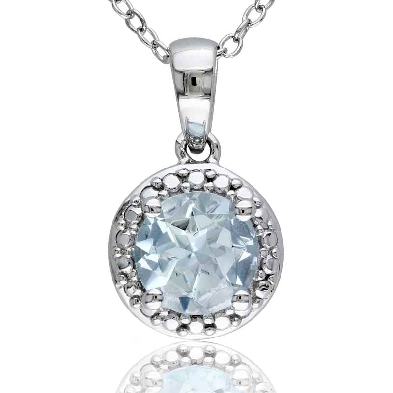 7.0mm Aquamarine Pendant in Sterling Silver