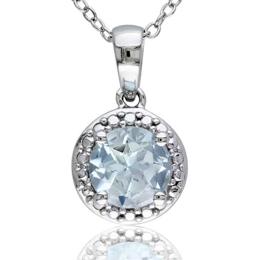 7.0mm Aquamarine Pendant in Sterling Silver