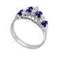 Blue Sapphire and 0.33 CT. T.W. Natural Diamond Double Row Band in Solid 14K White Gold