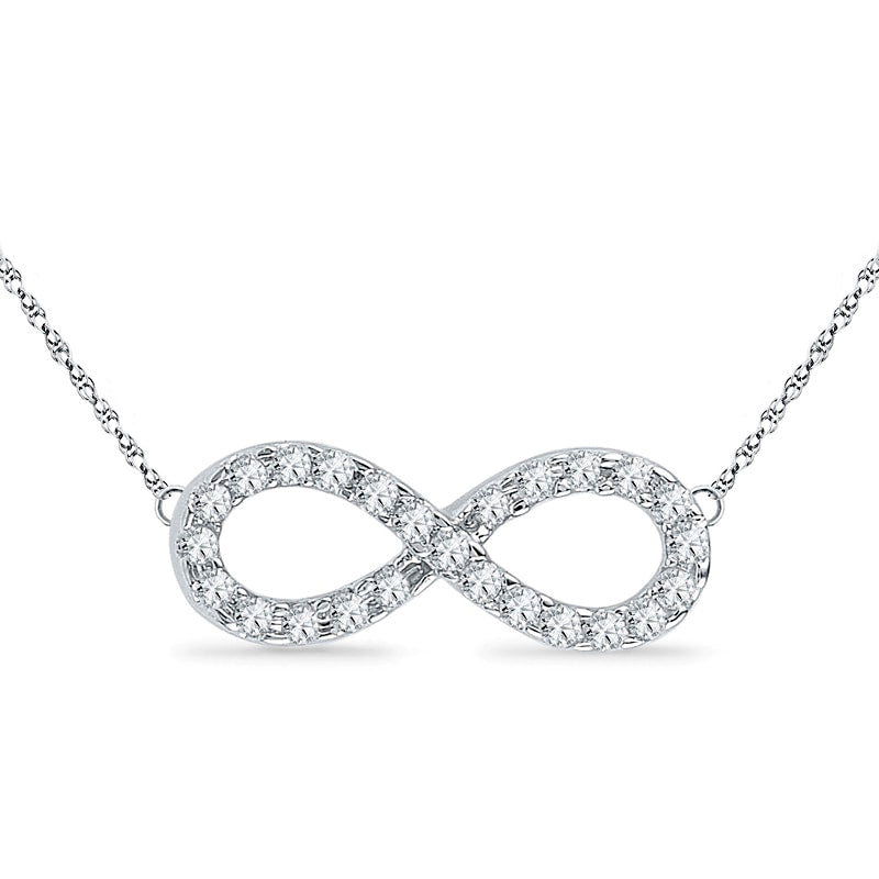 0.2 CT. T.W. Natural Diamond Sideways Infinity Pendant in 10K White Gold