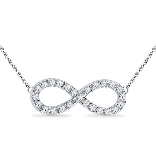 0.2 CT. T.W. Natural Diamond Sideways Infinity Pendant in 10K White Gold