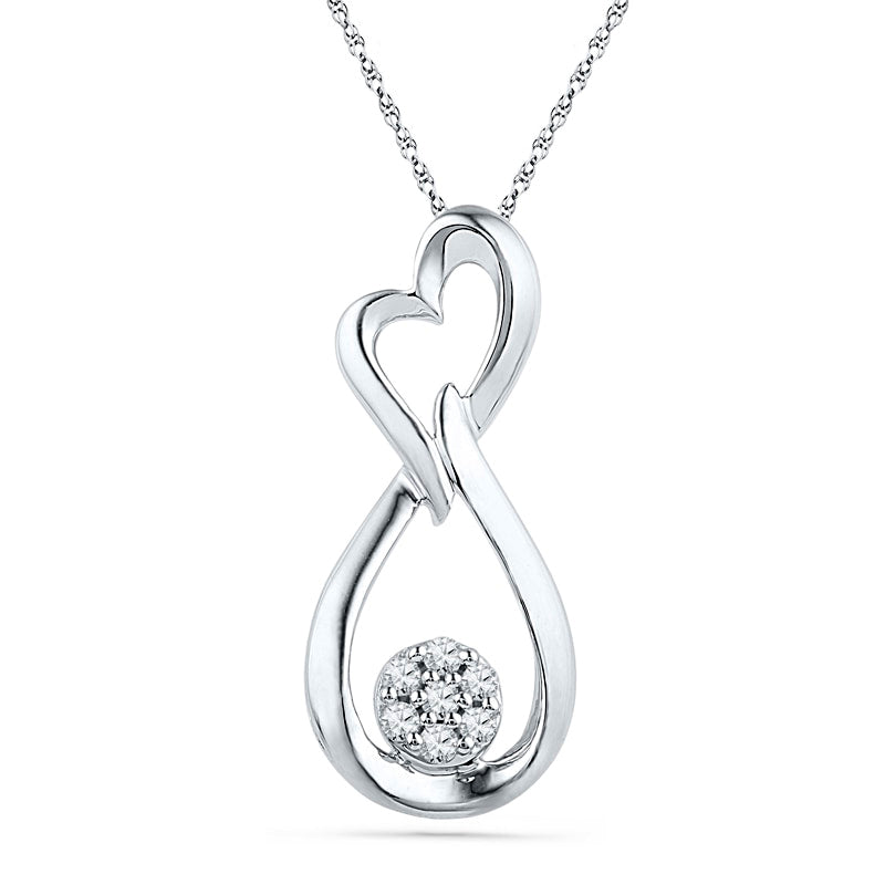 0.13 CT. T.W. Natural Diamond Infinity Heart Pendant in Sterling Silver