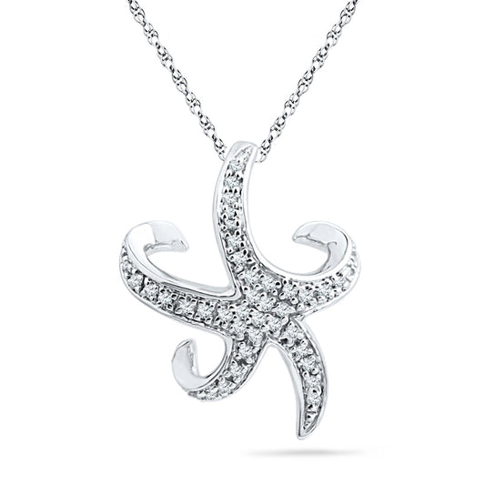 0.2 CT. T.W. Natural Diamond Starfish Pendant in Sterling Silver