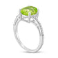 Oval Peridot and Natural Diamond Accent Ring in Sterling Silver