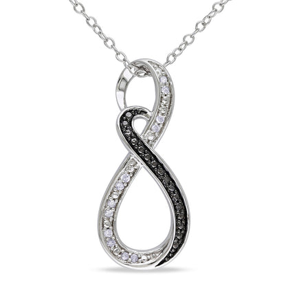 Natural Diamond Accent Beaded Infinity Pendant in Two-Tone Sterling Silver