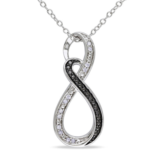 Natural Diamond Accent Beaded Infinity Pendant in Two-Tone Sterling Silver