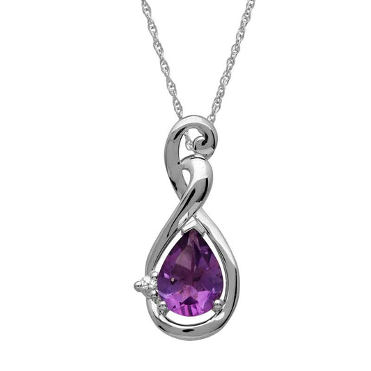 Pear-Shaped Amethyst and White Topaz Pendant in Sterling Silver