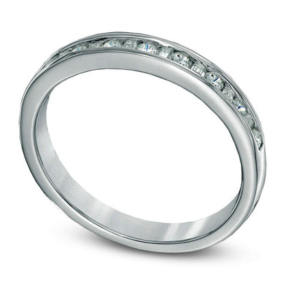 0.25 CT. T.W. Baguette and Round Natural Diamond Alternating Band in Solid 10K White Gold