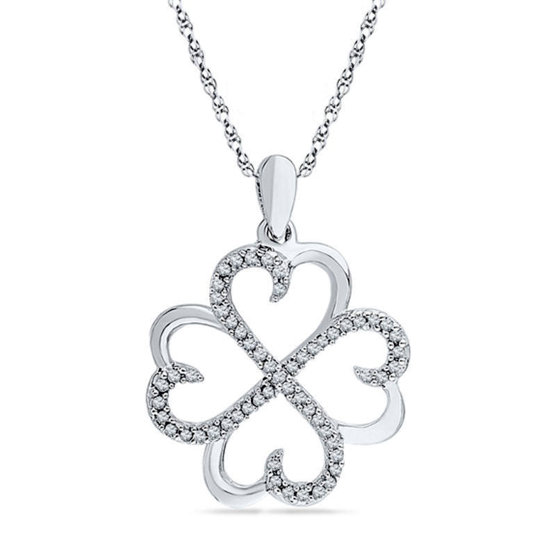 0.2 CT. T.W. Natural Diamond Four Leaf Clover Pendant in Sterling Silver