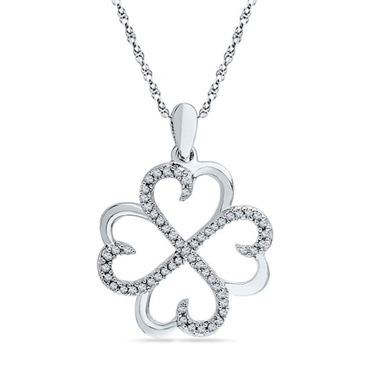 0.2 CT. T.W. Natural Diamond Four Leaf Clover Pendant in Sterling Silver