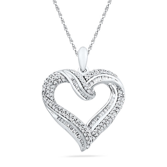 0.75 CT. T.W. Natural Diamond Looping Heart Pendant in Sterling Silver