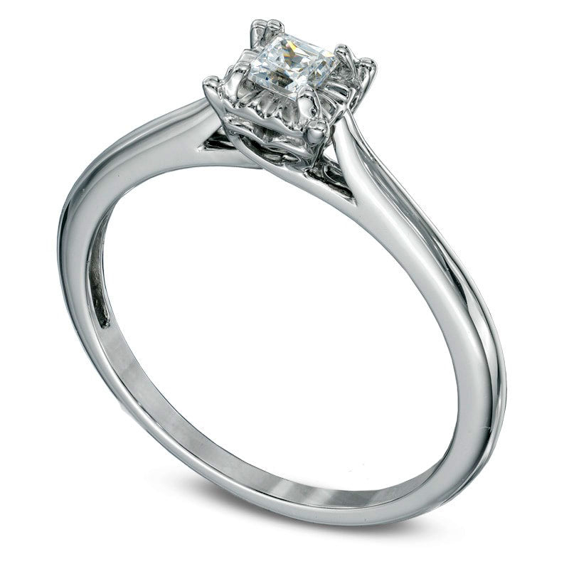 0.20 CT. Princess-Cut Natural Clarity Enhanced Diamond Solitaire Engagement Ring in Solid 10K White Gold