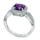 7.0mm Cushion-Cut Amethyst and Lab-Created White Sapphire Ring in Sterling Silver