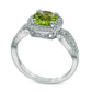 7.0mm Cushion-Cut Peridot and Lab-Created White Sapphire Ring in Sterling Silver