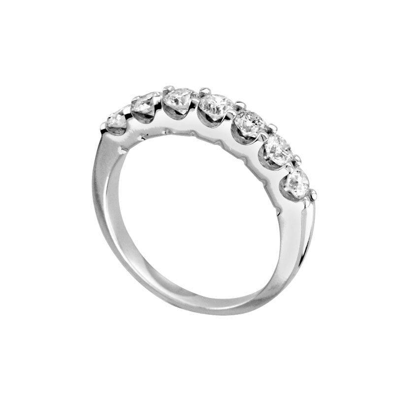 1.0 CT. T.W. Natural Diamond Seven Stone Wedding Band in Solid 14K White Gold