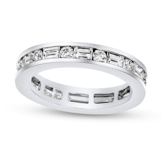 1.63 CT. T.W. Natural Diamond Alternating Eternity Band in Solid 14K White Gold (I/SI2)