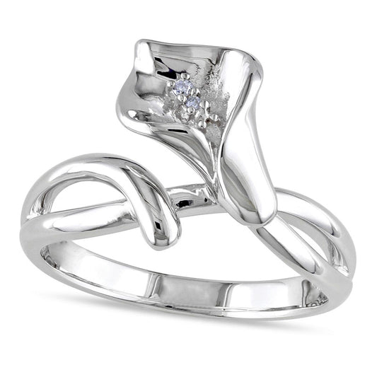 Natural Diamond Accent Calla Lily Ring in Sterling Silver
