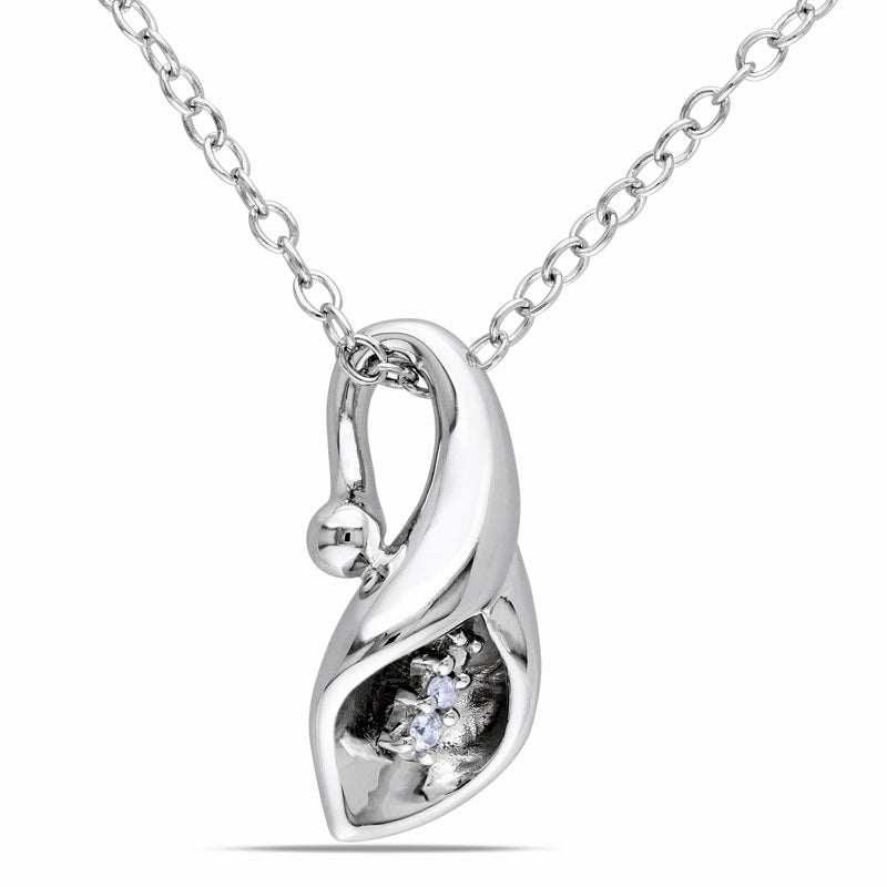 Natural Diamond Accent Calla Lily Pendant in Sterling Silver