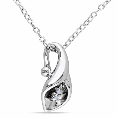 Natural Diamond Accent Calla Lily Pendant in Sterling Silver