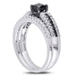 1.0 CT. T.W. Enhanced Black and White Natural Diamond Bridal Engagement Ring Set in Sterling Silver