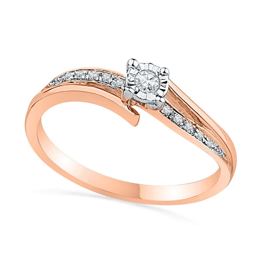 0.10 CT. T.W. Natural Diamond Promise Ring in Solid 10K Rose Gold